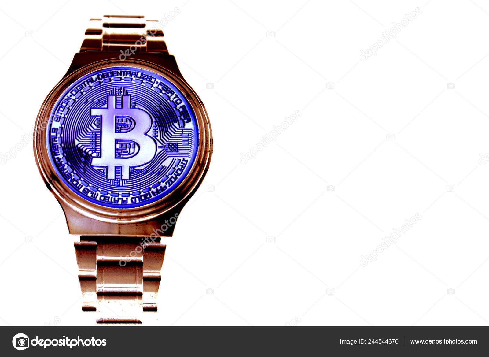 Wrist Watch Screen Bitcoin Crypto Concept Business Idea Time To - 